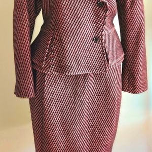 Vintage 1980s Ungaro Solo Donna Peplum Jacket Skirt Jacket Pinstripes Italy 44 M